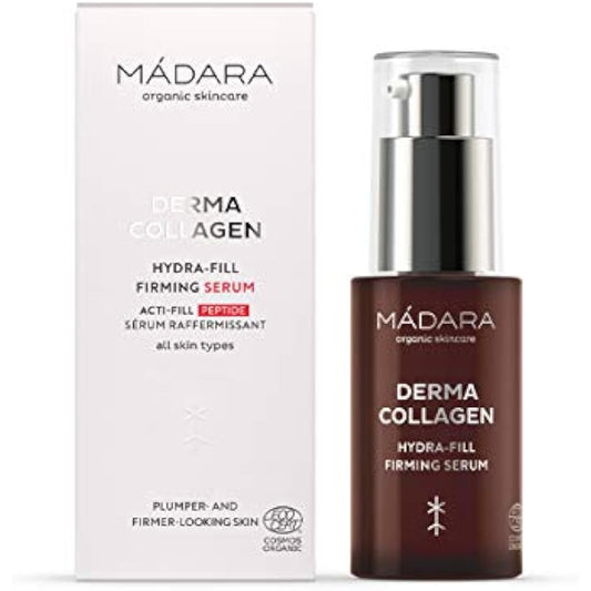 MADARA Organic Skin Care Derma Collagen Hydra-Fill Firming Serum – Peptide & Hyaluronic Acid Anti-Aging Serum for Skin Firmness & Elasticity, 30ml