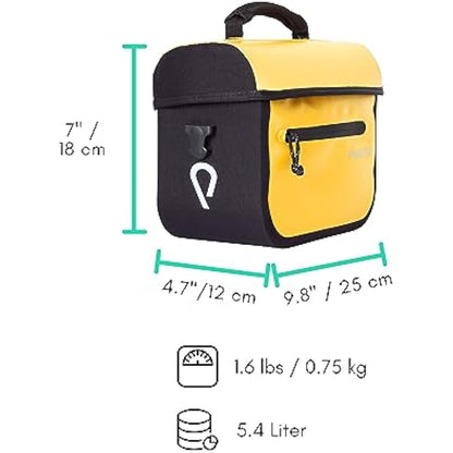 Vincita X-Cooper Water Resistant Front Bag - 5 L Bike Bag for Brompton Folding Bicycle with Rear-Opening Magnetic Closure, Spacious Interior, Top Handle and Light Colour Lining (Red)