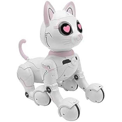 LEXIBOOK - Power Kitty® - Remote Control Robot Cat, Programmable Smart Robot, Light, Sound, White/Pink - KITTY01