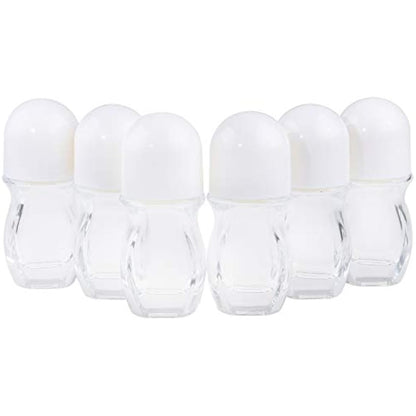 Kare & Kind Empty Refillable Glass Roll-On Deodorant Bottles (6-Pack) Leak-Proof 1.05 Oz (30 ml) with Stickers - Twist Cap For Homemade Natural Deodorant, Sunscreen, Moisturizer