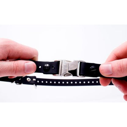 Educator Quick Snap Bungee Dog Collar, Biothane, Waterproof, Odorproof, Easy Connect and Disconnect Clasp and D Ring with Comfort Bungee Loop, Adjustable for Custom Fit, 1-Inch, Black