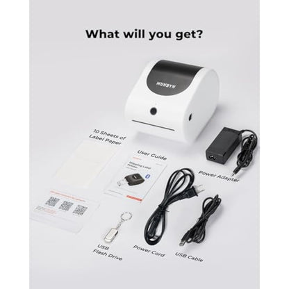 MUNBYN Bluetooth Shipping Label Printer, 4x6 Bluetooth Thermal Label Printer for Small Business, Compatible with iPhone, Android, Windows, macOS, Etsy, Shopify, eBay, Royal Mail, DHL, DPD, Evri, 411B
