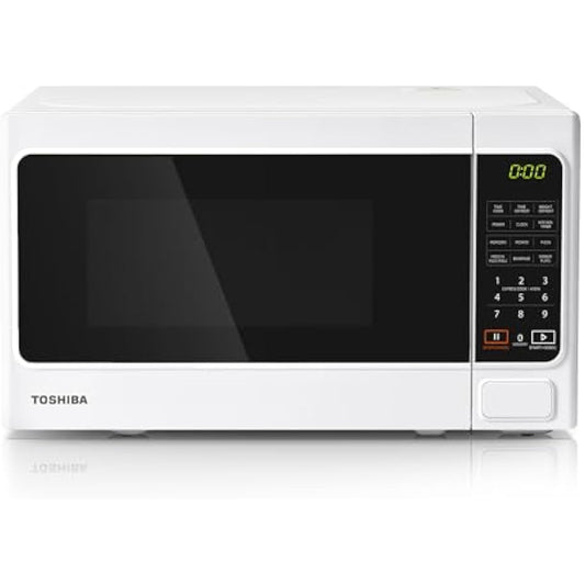 TOSHIBA 20 Liter 800W Digital Solo Small Microwave With 11 Power Levels, One-touch Express Cook with 6 Preset Recipe, Defrost, Digital Display, Perfect for 9'' pizza, Easy Clean, White- MM-EM20P(WH)