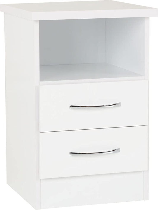 Seconique Nevada 2 Drawer Bedside in White Gloss