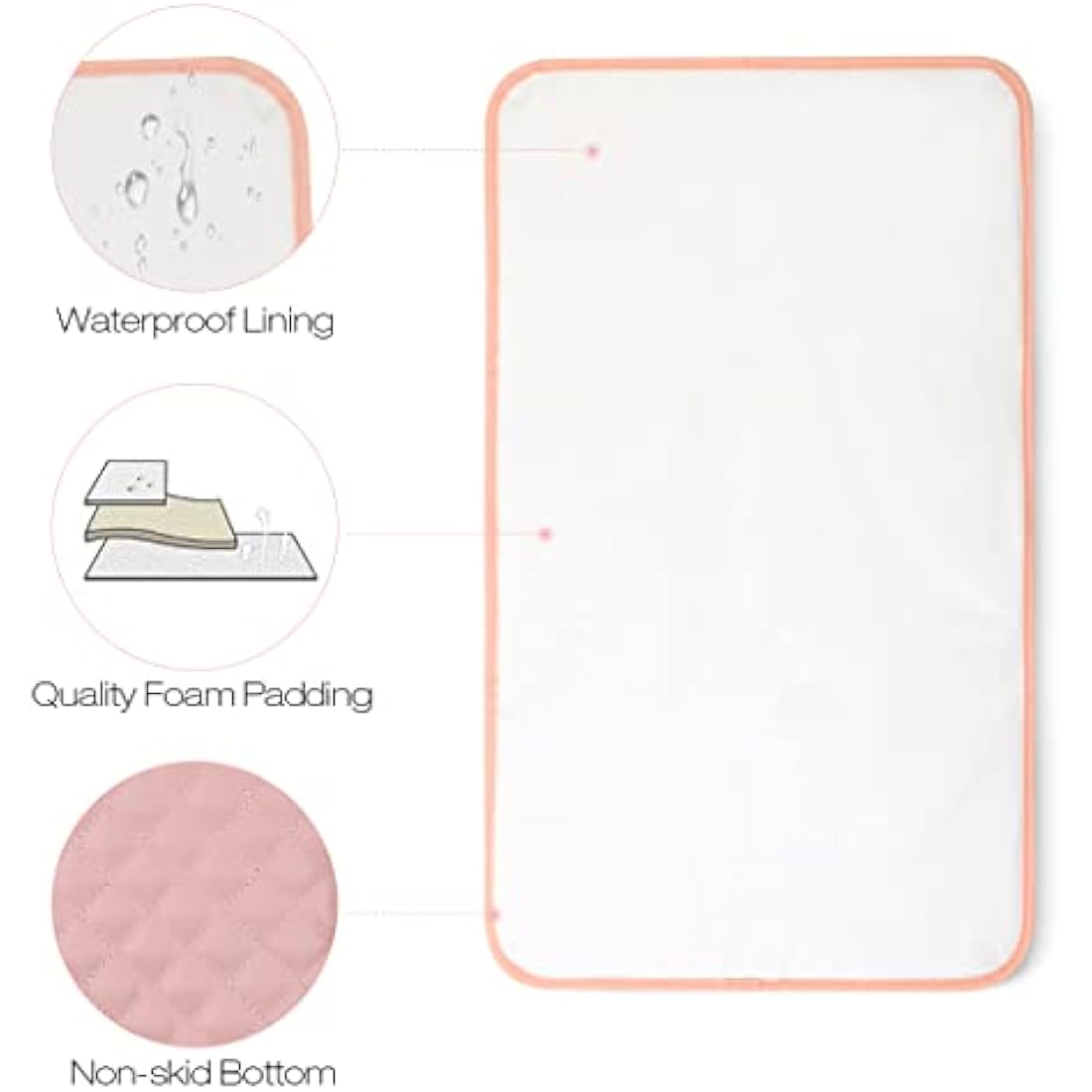 Lekebaby Foldable Baby Change Mat - Travel Portable, Quilted Pink (MY-0006PK02UKEY)