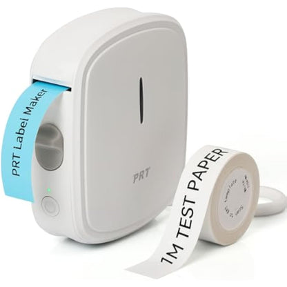 PRT Label Makers Machine with Tape Built-in Cutter Portable Bluetooth Handheld Sticker Printer for Home Office Organization iOS Android Mini Inkless Labeler USB Rechargeable- White