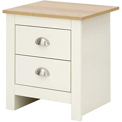 Lancaster Cream with Oak Top Bedroom Furniture - Wardrobes, Chest, Bedside (Bedside Cabinet)