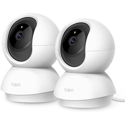 Tapo C200 2-Pack 1080p Pan/Tilt Indoor Camera, Baby Monitor, Motion Detection, Customizable Privacy Mode, 2-Way Talk, Night Vision, Cloud and Local Storage, Works With Alexa and Google, No Monthly Fee