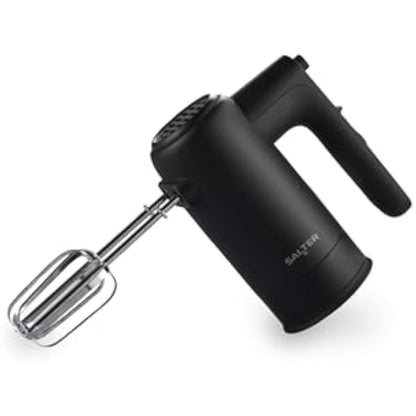 Salter Kuro Hand Mixer – Electric Baking Whisk, Dough Hook and Beater Attachments, 5 Speeds Settings with Turbo Function, Eject Function to Change Attachments, Easy-Store, Compact, Bread/Cakes, 300W