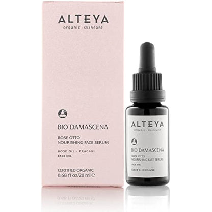 Alteya Organic Nourishing Face Serum 20 ml - USDA Certified Organic Pure Natural Bio Face Serum Based on Therapeutic Grade Bulgarian Rose Essential Oil (Rosa Damascena)