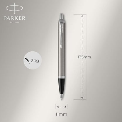 Parker IM Duo Pen Gift Set | Fountain Pen, Ballpoint Pen & Pen Pouch | Stainless Steel Finish with Chrome Trims | Medium Tip | Blue Ink Refills | Perfect Graduation Gifts