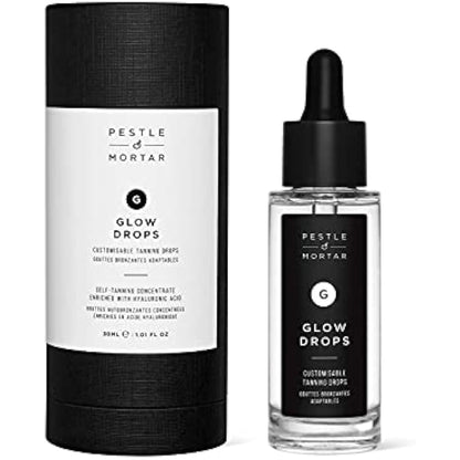 Pestle & Mortar Glow Drops Fake Tan- Self Tan Drops with Hyaluronic Acid, Customisable Face Tan, Non Comedogenic, Cruelty Free & Vegan 30ml