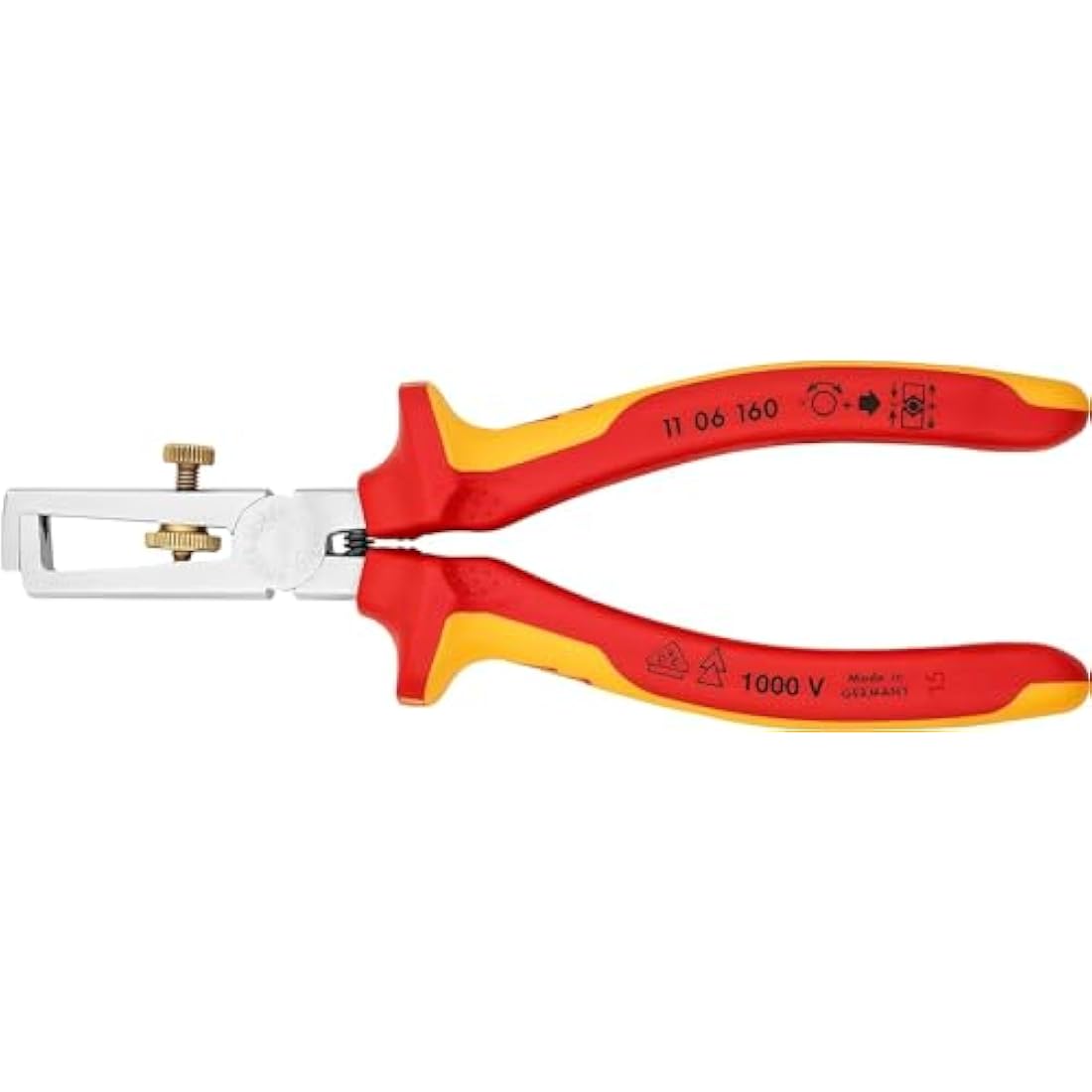 Knipex Insulation Stripper with opening spring, universal chrome-plated, insulated with multi-component grips, VDE-tested 160 mm 11 06 160