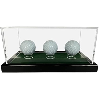 LL-Golf Large universal acrylic display case 22x12x10.5 cm / showcase with green velvet for model car 1:24, 1:32, tennis ball, baseball, 3 golf balls, minifigures, models, clock, minerals