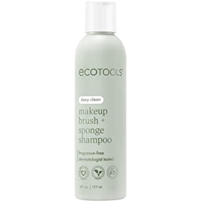EcoTools Makeup Brush and Sponge Shampoo, Removes Makeup, Dirt, & Impurities From Makeup Brushes & Makeup Blending Sponges, Fragrance-Free, Vegan, & Cruelty-Free, 6 fl.oz./ 177 ml, 1 Count