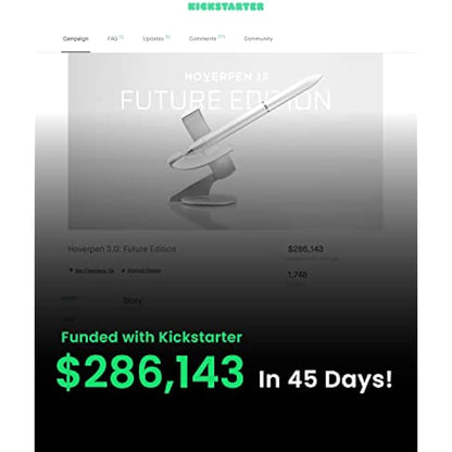 novium Hoverpen Future Edition - Luxury Fountain Pen & Rollerball Pen All-In Gift Box, Fine Nib, Futuristic Aesthetic, Aerospace Metal Made, Free Spinning Pen, Christmas Gifts for Men (Deep Black)
