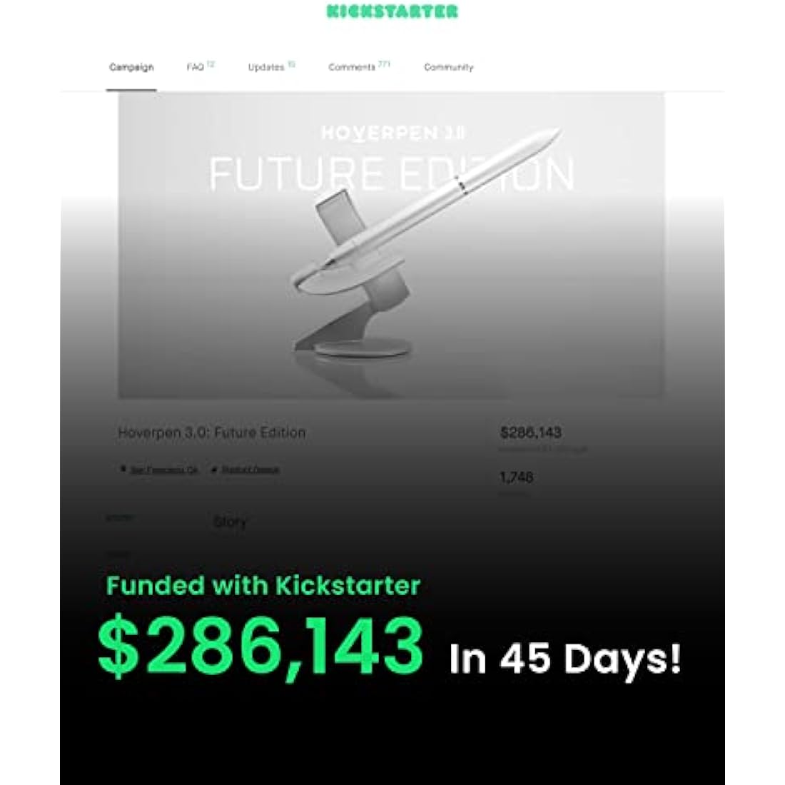 novium Hoverpen Future Edition - Fountain Pen & Rollerball Pen All-In Gift Box, Fine Nib, Futuristic Aesthetic, Luxury Metal Made Desk Pen, Free Spinning Executive Pen, Birthday Gifts (Frost Silver)