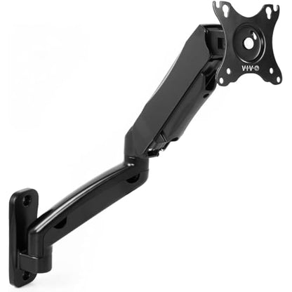 VIVO Height Adjustable Pneumatic Extended Arm Single Monitor Wall Mount, Full Motion Articulating, Fits 17 to 27 inch Screen, Black, MOUNT-V001G