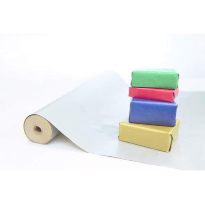 Clairefontaine - Ref 507576C - Nature Kraft Long Roll Wrapping Paper (Single Roll) - 70cm Width x 50m Length, 60gsm Ribbed Kraft Paper - Solid Silver Colour
