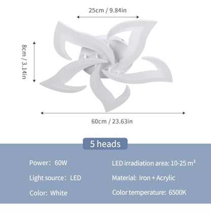 Riserva LED Ceiling Light, 60W Mordern Ceiling Lamp White, 6500K Cool White, Acrylic Petal Design Chandelier for Bedroom, Living Room, Dining Room, Kitchen, Φ60cm