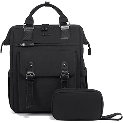 LOVEVOOK Laptop Backpack Women 17inch, School Bag, Large Backpack Womens For College University Travel Work With Electronics Organizer Bag, Water-resistant Rucksack Bags With USB Charging Port, Black