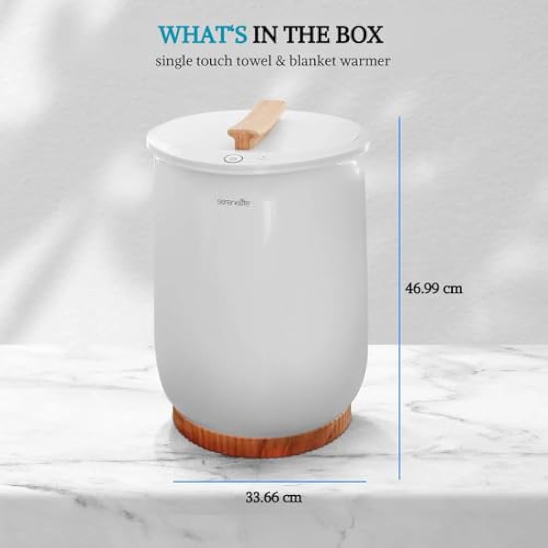 SereneLife Bucket-Towel Warmers, White Large-Towel Warmer for Spa and-Bathroom, Luxury-Towel Heater Gifts for Him & Her, Auto Shut-Off, Fits 2 large-Bath-Towels, Blankets-Bathrobes, PJ's (Bamboo)