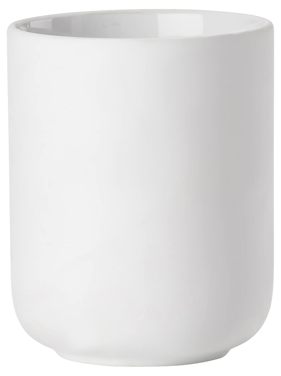 Zone Denmark Ume Stoneware/Ceramic Toothbrush Holder, Beautiful & Practical Bathroom Accessories, Diameter 8.3 cm, Height 10.3 cm, White