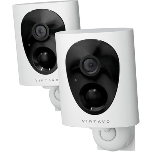 virtavo 2K Security Camera Outdoor Wireless, Rechargeable Battery, CCTV Camera Systems For Home Security, Starlight Lens Colorful Night Vision, Remote Access, Motion Detection, Siren, 2 Pack