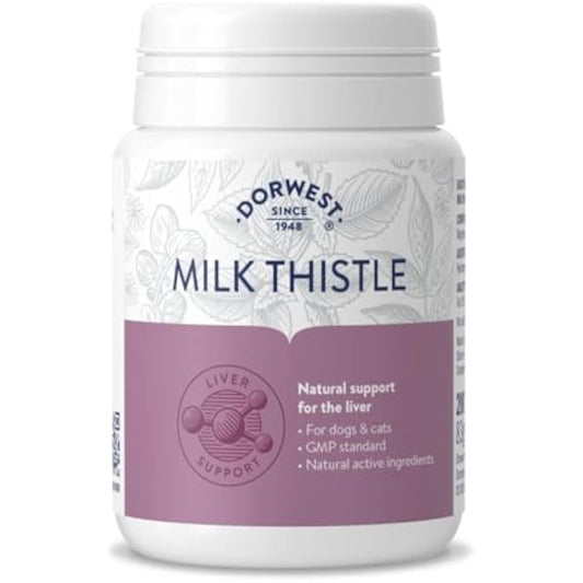 Dorwest Milk Thistle Tablets for Dogs and Cats, 200 Tablets, Supports Liver Function, Antioxidant for Dogs, Immune System Heath, Natural Supplement