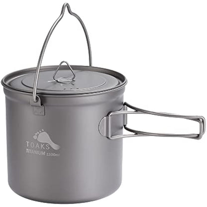 TOAKS Titanium Outdoor Camping Hanging Pot With Bail Handle Easy to Carry, a Variety of Capacities