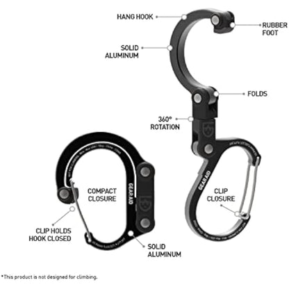 Gear Aid HEROCLIP Mini - Carabiner Clip, Hook & Hang Camping Accessories, Handbag, Purse or Backpack, Baby Pushchair Pram Hanger, Multifunctional Cool Gadget Gift
