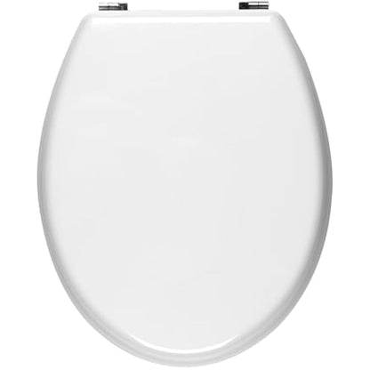 Beldray LA032355WHTFEU7 Wooden MDF Toilet Seat – Oval Shaped, Stainless Steel Release Hinge For Easy Cleaning, Top Fixing White Toilet Seat, Standard Fitting For Most Toilets, Seat Size: 360 x 428mm