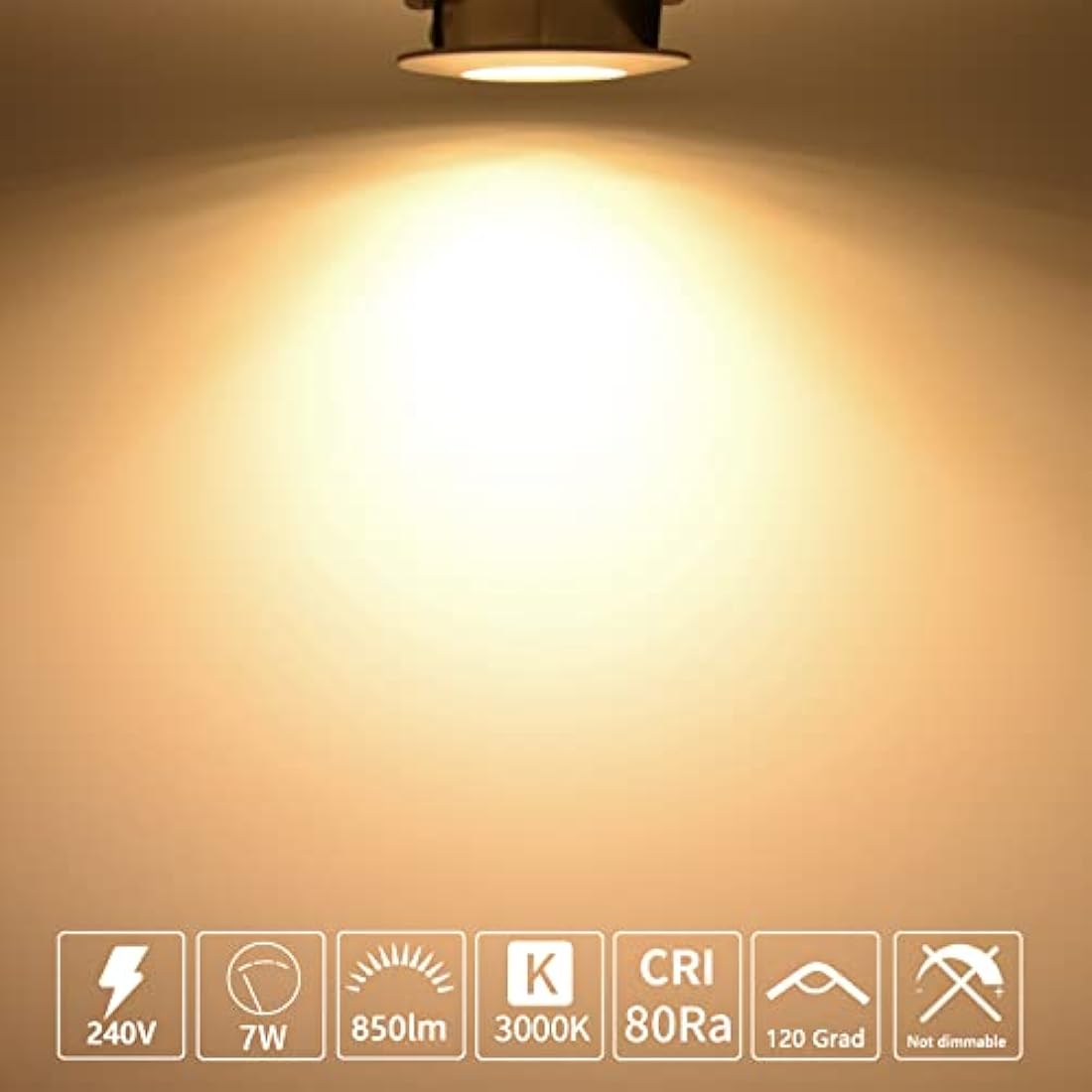 HiBay 6X 7W Recessed Lights Ultra Thin LED Downlights IP44 Ceiling Spotlights Chrome Round Down Light Warm White for 60-68mm Ceiling Hole of Bathroom Kitchen Soffits