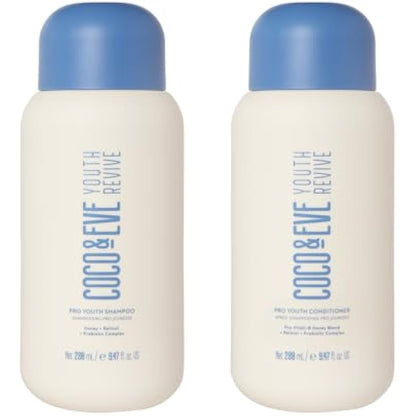Coco & Eve Pro Youth Shampoo & Conditioner. For Strength, Shine, Volume and Healthy Scalp. With Honey, Retinol, Prebiotics. (280 ml)