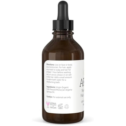 Isabella's Clearly Organic Moroccan Argan Oil for Hair, Skin, Nails | 100% Pure, Cold Pressed, Virgin, Unrefined Oil from Morocco | Eco Glass Bottle (Bulk 120ml)