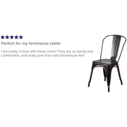 Flash Furniture Luke Commercial Grade 4 Pack Black-Antique Gold Metal Indoor-Outdoor Stackable Chair