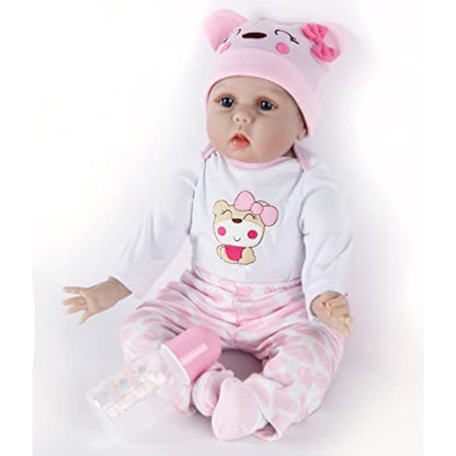 ZIYIUI Reborn Baby Dolls 22 inch 55cm Realistic Soft Vinyl Silicone with Cotton Body Looks Like a Real Newborn Baby Perfect for Cuddling, Playtime, and Giving (Open eyes)