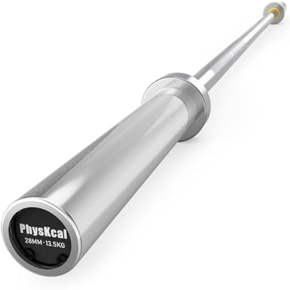 PhysKcal 4ft, 5ft, 6ft Barbell, Olympic EZ Curl Bar with Smooth Bushing & Bearing for 2'' Weight Plates, International Barbells for Press, Squat, Deadlift and Multiple Purposes