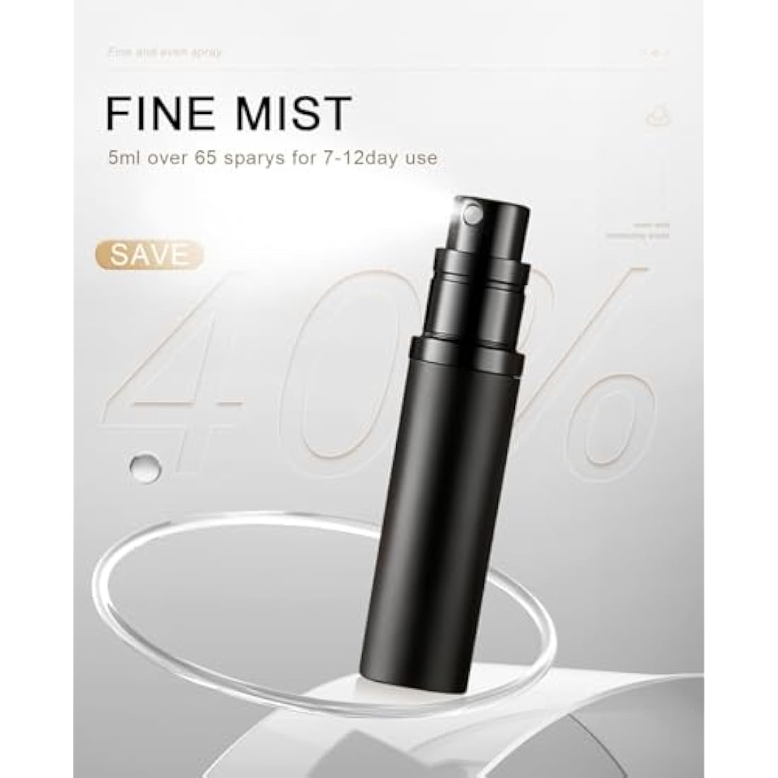 BRARIOS Perfume Atomiser Refillable, Travel Size Portable Atomiser Spray,Mini Empty Perfume Bottle,Leak Proof Cologne Dispenser for Women and Men,5ml(J-Black)