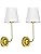GLADFRESIT Modern Wall Light Set of 2 White Fabric Shade Wall Sconce Hardwired Indoor Wall Lamp for Living Room Dining Room Bedside Reading, Brushed Brass