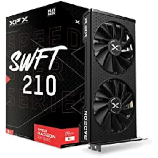 XFX SPEEDSTER SWFT210 RADEON RX 7600 CORE Gaming Graphics Card with 8GB GDDR6 HDMI 3xDP, AMD RDNA™ 3 (RX-76PSWFTFY)