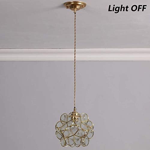 Bieye L30744 Cherry Blossom Tiffany Style Stained Glass Ceiling Pendant Light with 8-inch Wide Petals Lampshade (Textured Transparent)