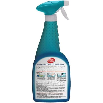 Simple Solution Extreme Cat Stain and Odour Remover, Enzymatic Cleaner with 3X Pro-Bacteria Cleaning Power - 500ml