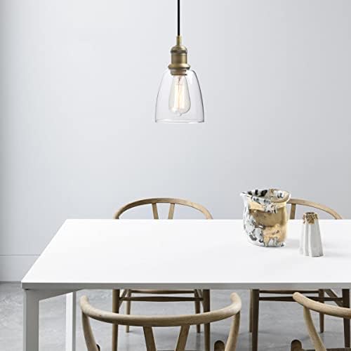 Yosoan Lighting Industrial Pendant Light Fittings with Glass lampshade, Loft Bar Edison Hanging Ceiling Lights Chandelier for Kitchen Island Living Room Dining Room Front Mirror (Antique)