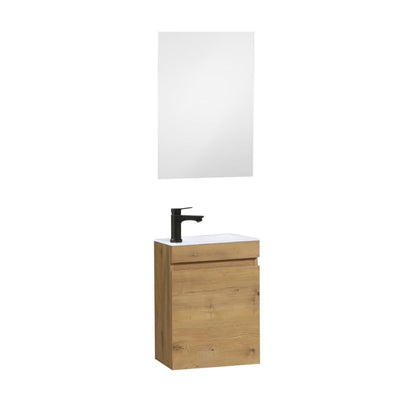 Kometmöbel Cloakroom Vanity Unit With Wash Basin Bathroom Vanity 40cm Wall Hung (Oak 40cm, With Mirror)