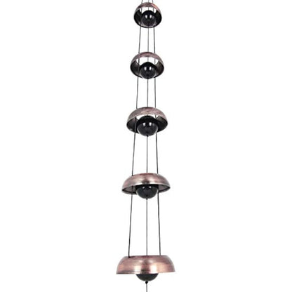 Temple Red Copper Wind Chimes, 3 Bells - Feng Shui Chimes for Garden Outdoor and Porch