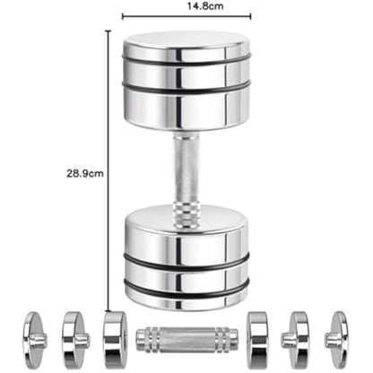 Northdeer Steel Dumbbells Ultracompact Adjustable 2.5kg 5kg 7.5kg 10kg 15kg 25kg Chrome Dumbbell with Foam Handles Home Gym Workout (Choice of Size)