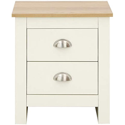 Lancaster Cream with Oak Top Bedroom Furniture - Wardrobes, Chest, Bedside (Bedside Cabinet)