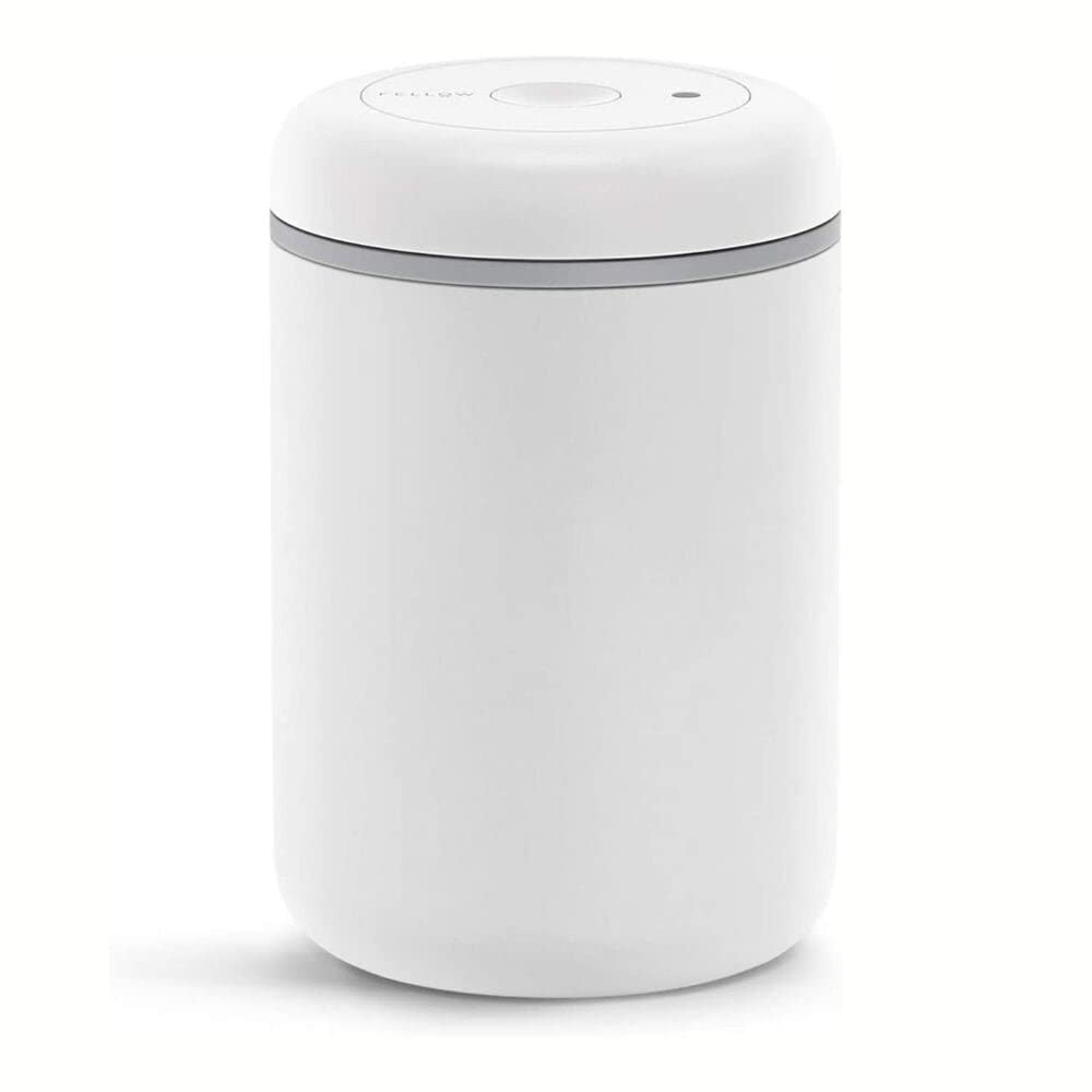 Fellow Atmos Vacuum Canister for Coffee & Food Storage - Airtight Sealed Container, Matte White, Large Coffee Bean Storage, 1.2 Litre Jar