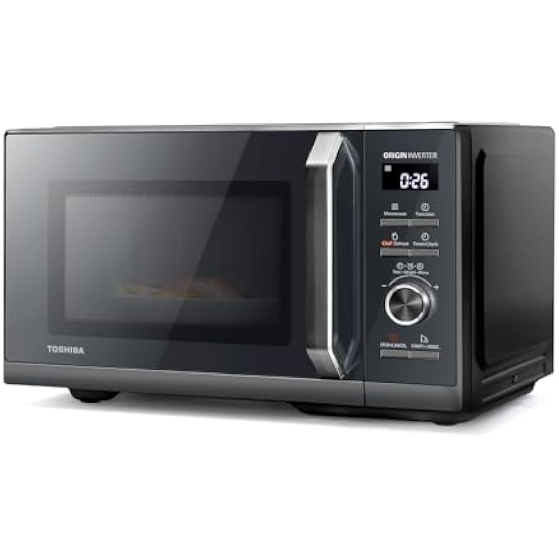 Toshiba 25L Solo 900W Microwave Oven in a Stunning Sleek Morandi Grey Colour. With Origin Inverter, Chef Defrost, 10 Power Levels, 7 Auto Menus, Easy Clean, MW3-AM25PFI(MG)